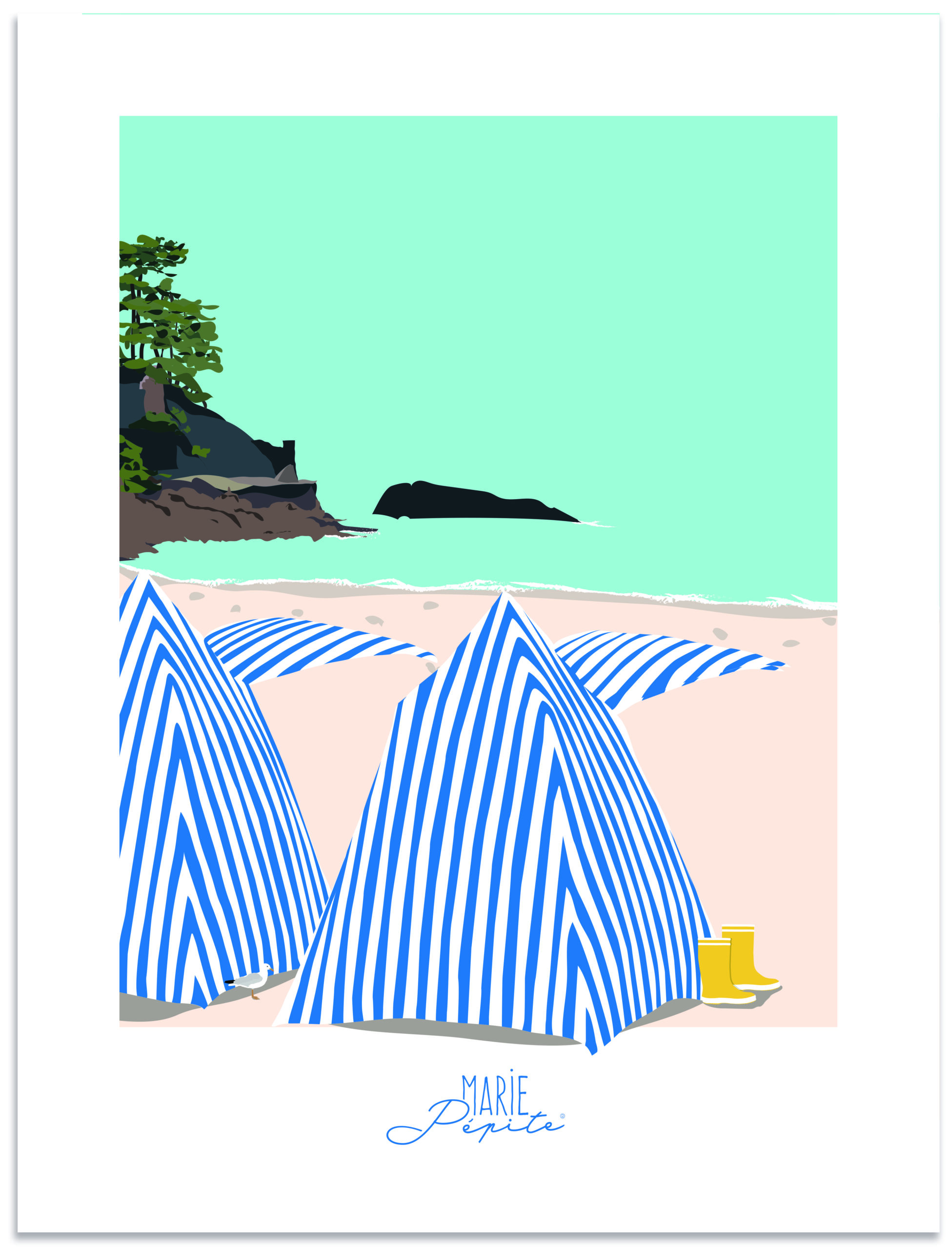 Affiche - Cabines de plage