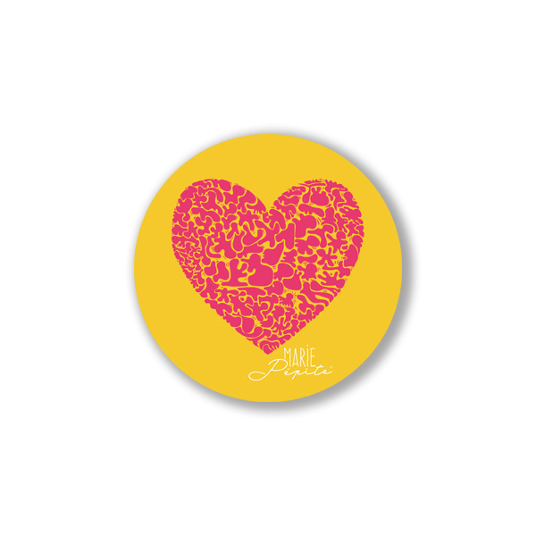 Magnets - Coeur fond jaune