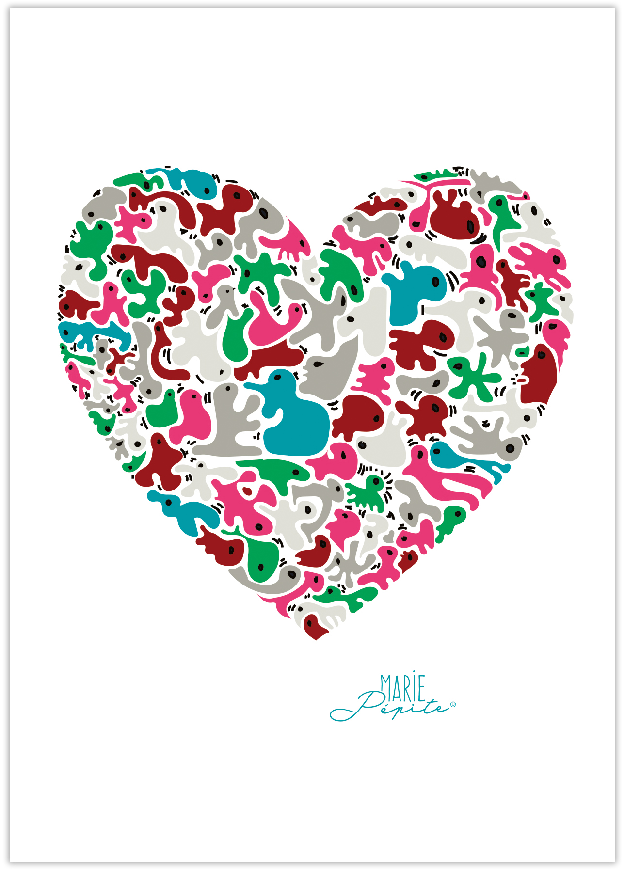 Cartes Postales - Coeur Couleurs