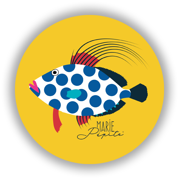 Broches - Poisson fond jaune