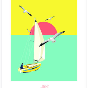 Affiche - Coucher de Soleil sur la mer