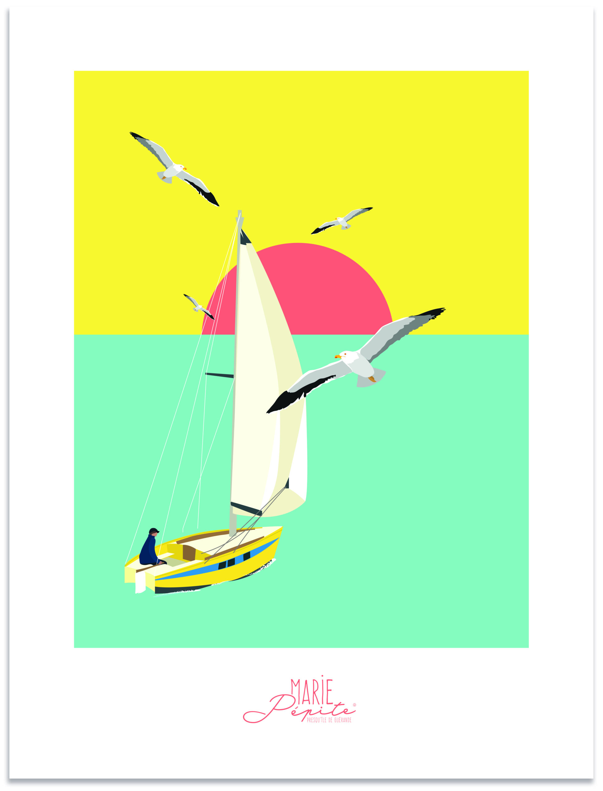 Affiche - Coucher de Soleil sur la mer