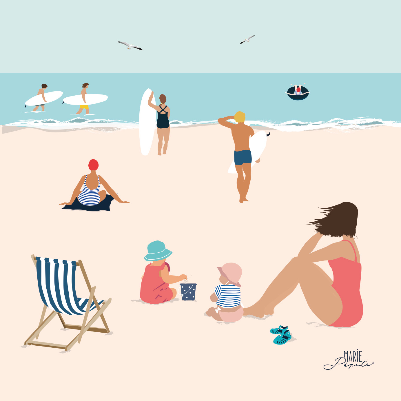 Tableaux - Scène de plage