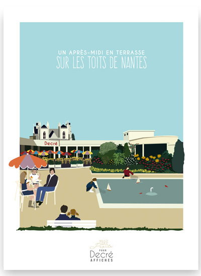 Affiche - Les toits de Nantes Vintage